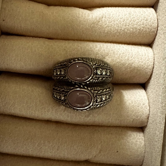JUDITH RIPKA PINK JADE & DIAMONIQUE RING - Picture 1 of 2